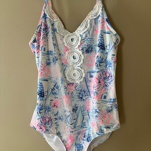 Lilly Pulitzer Kids Swim One Piece - Pink and Blue Floral